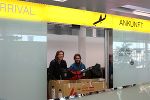 Elias Lang und Fabio Trenn bei ihrer Ankunft am Flughafen in Graz © Julia Schuster
