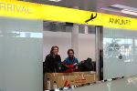 Elias Lang und Fabio Trenn bei ihrer Ankunft am Flughafen in Graz © Julia Schuster