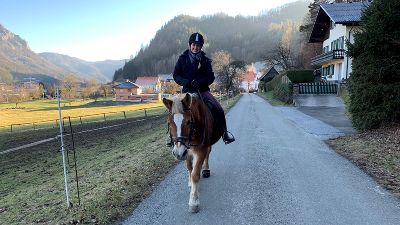 Es hat Spaß gemacht, das Einkaufen am Pferd, aber das nächste Mal werden wir lieber wieder das Fahrrad nehmen.