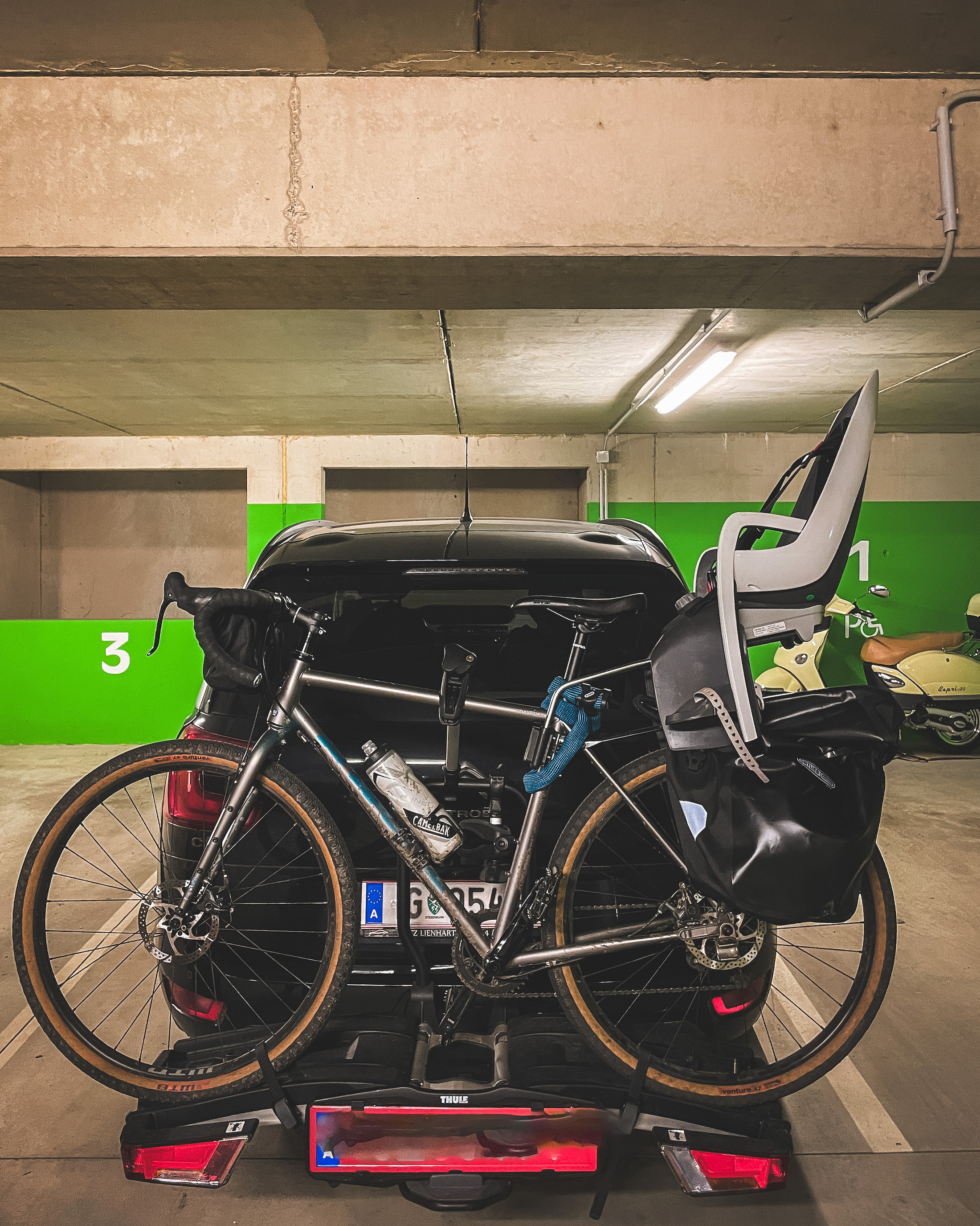 Fahrradträger im Einsatz.